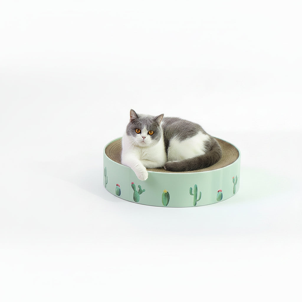 Durable Round Cat Scratch Board Bed and Toy
