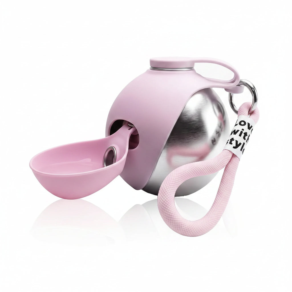 2-in-1 Portable Dog Water Bottle for Small Dogs - Leak-Proof & Compact Dog Travel Water Bottle -Stainless Steel Bottle & Silicon