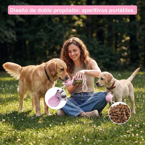 2-in-1 Portable Dog Water Bottle for Small Dogs - Leak-Proof & Compact Dog Travel Water Bottle -Stainless Steel Bottle & Silicon