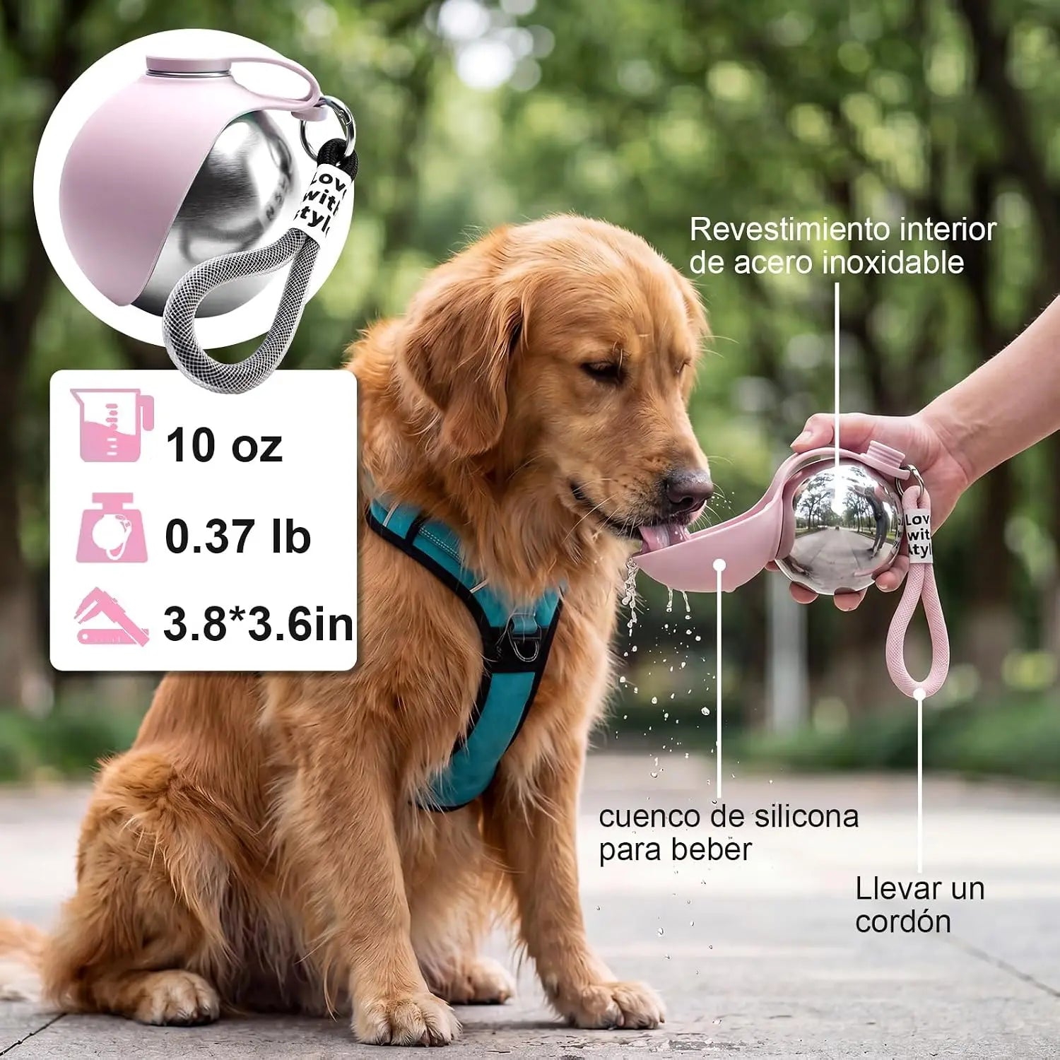 2-in-1 Portable Dog Water Bottle for Small Dogs - Leak-Proof & Compact Dog Travel Water Bottle -Stainless Steel Bottle & Silicon